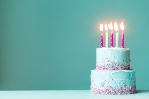 Birthday cake with candles.